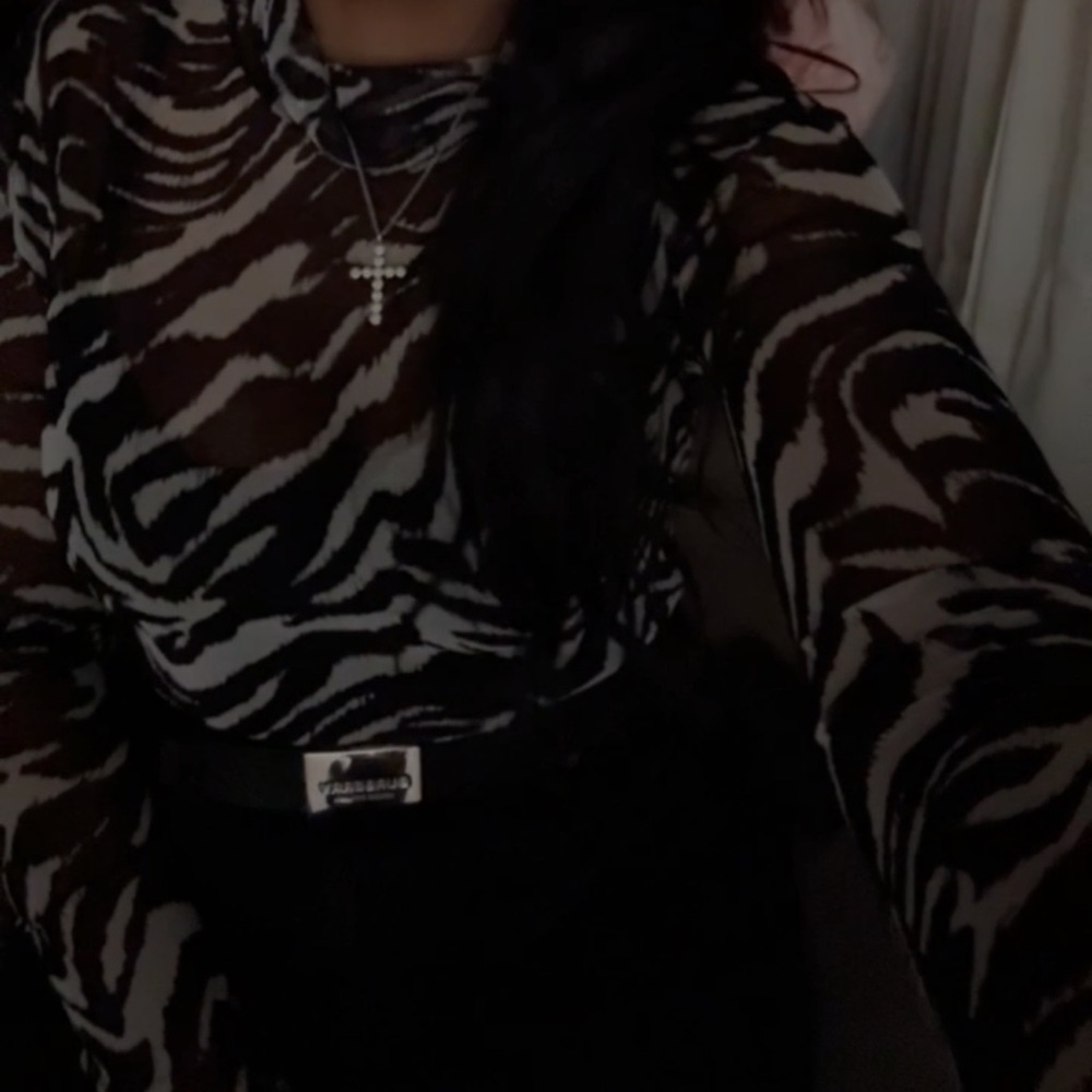 Naked Wardrobe Black and White Patterned Bodysuit